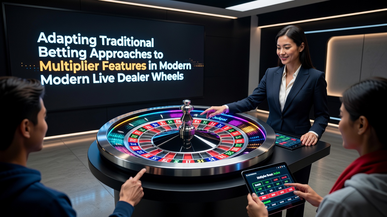 Live-Dealer-Roulette-Rad mit Multiplikator-Anzeige und traditionellen Wettfeldern auf einem digitalen Tisch