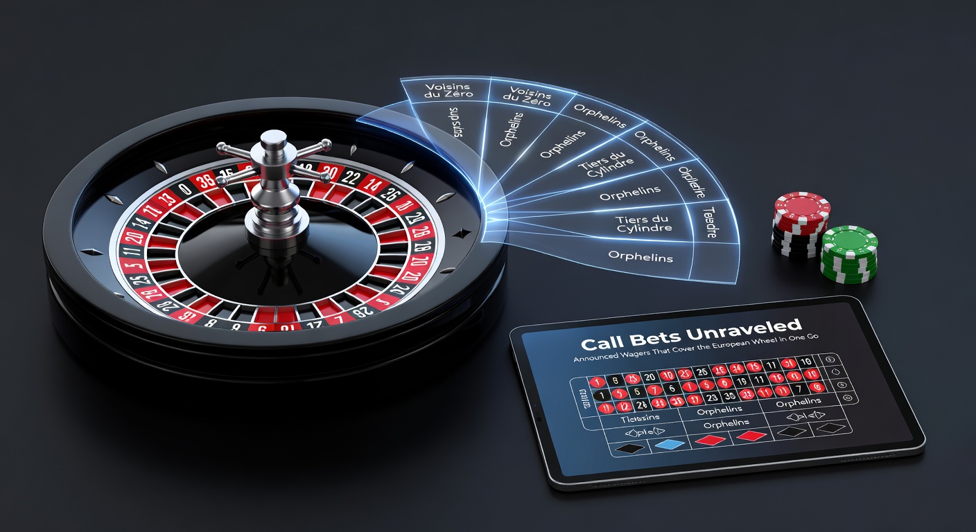 Croupier platziert Call Bets am Roulette-Tisch, mit Fokus auf Voisins du Zéro und Tiers-Sektoren