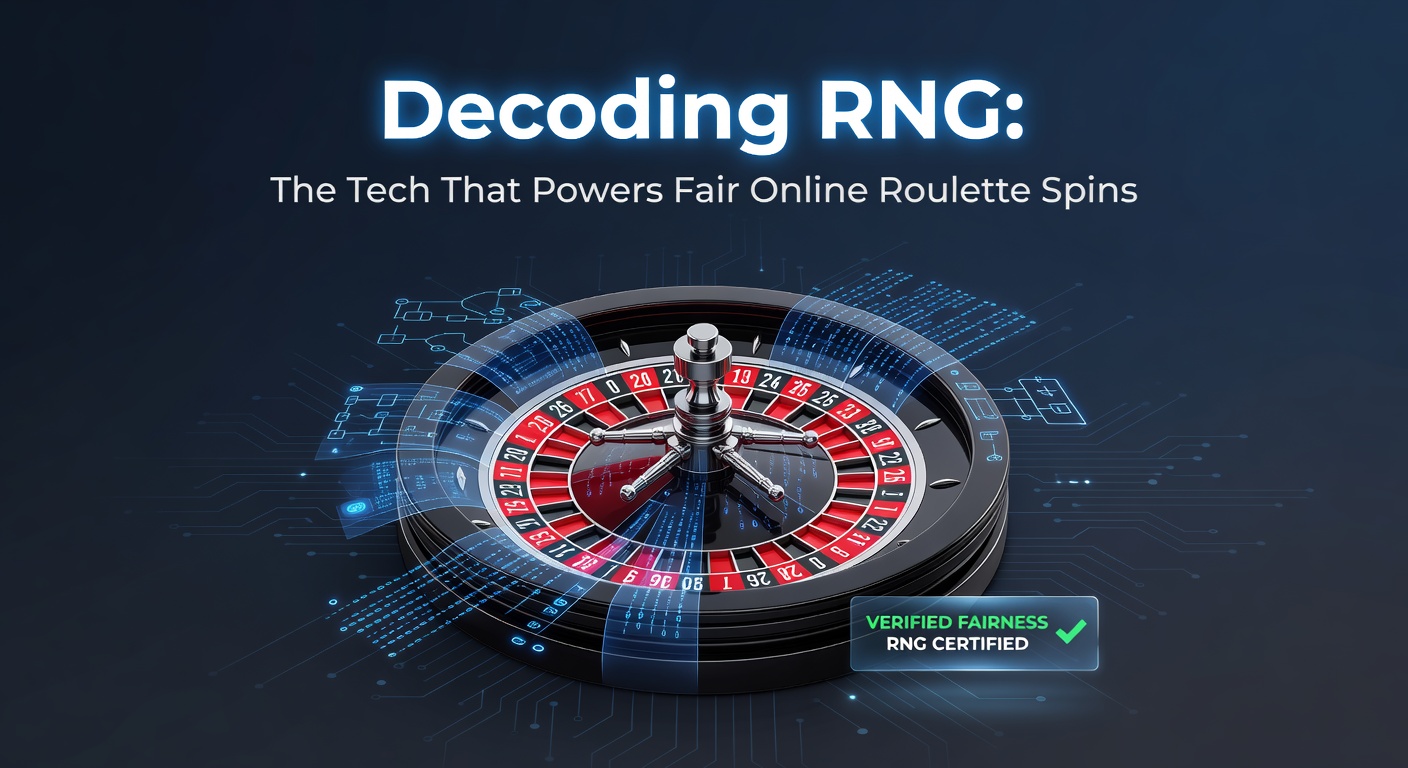 Grafische Darstellung eines digitalen Zufallsgenerators mit Roulette-Rad und Code-Elementen, die die Fairness von Online-Spielen illustrieren