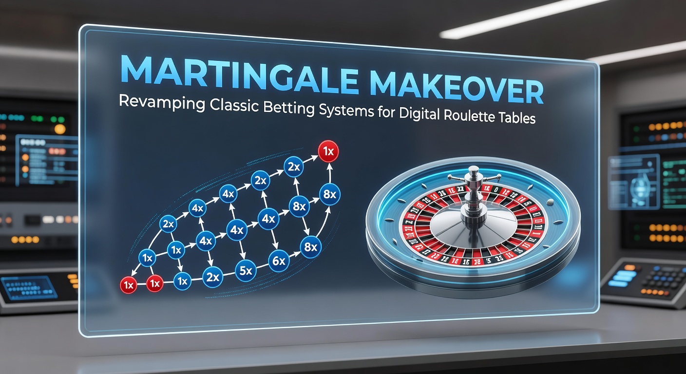 Digitales Roulette-Rad mit grafischen Elementen, die Wettsysteme wie Martingale visualisieren, um die Anpassung klassischer Strategien zu verdeutlichen